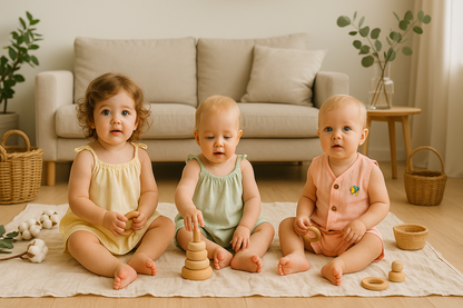 3pcs - Organic Muslin Knot Frock- Pastel Pack