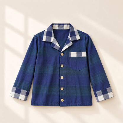 Unisex Muslin Cotton Night Suit - Deep Sea