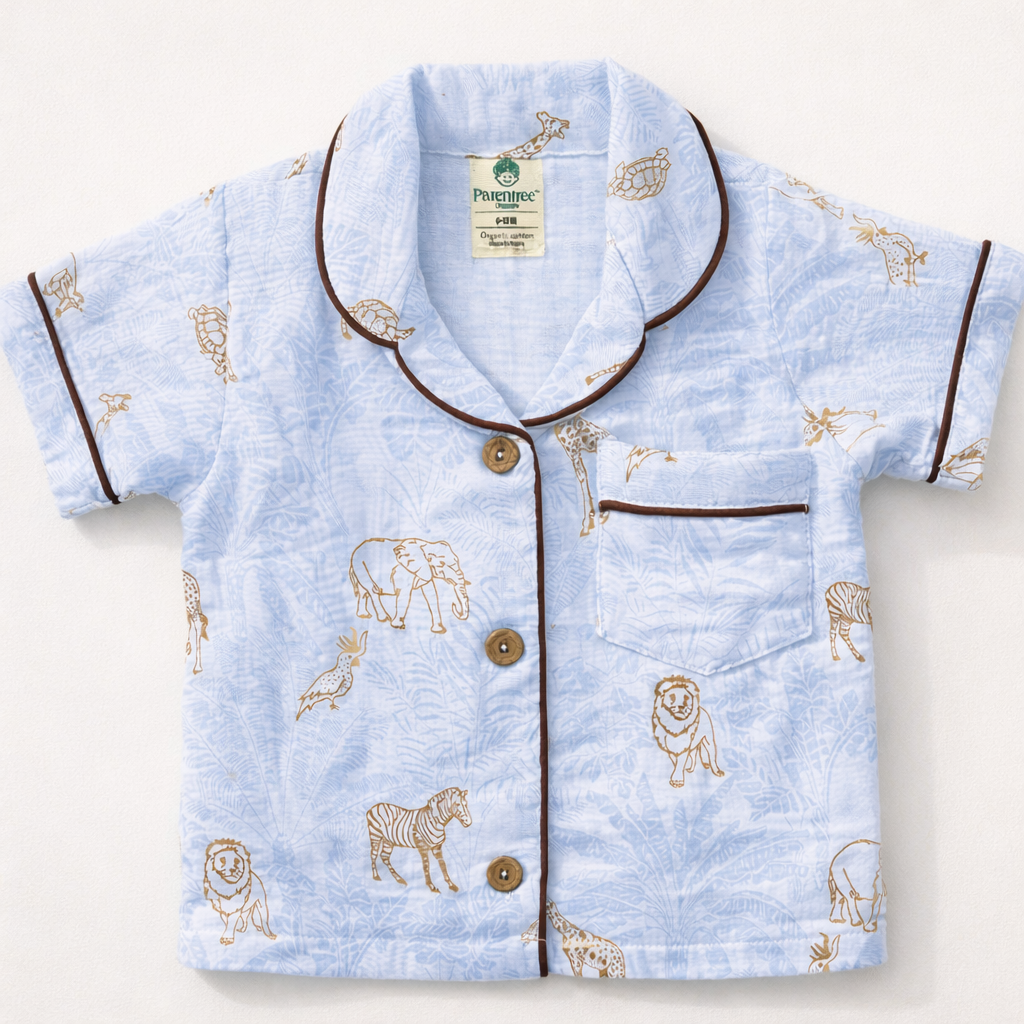 Unisex Crinkle Muslin Nightwear - Mini Safari