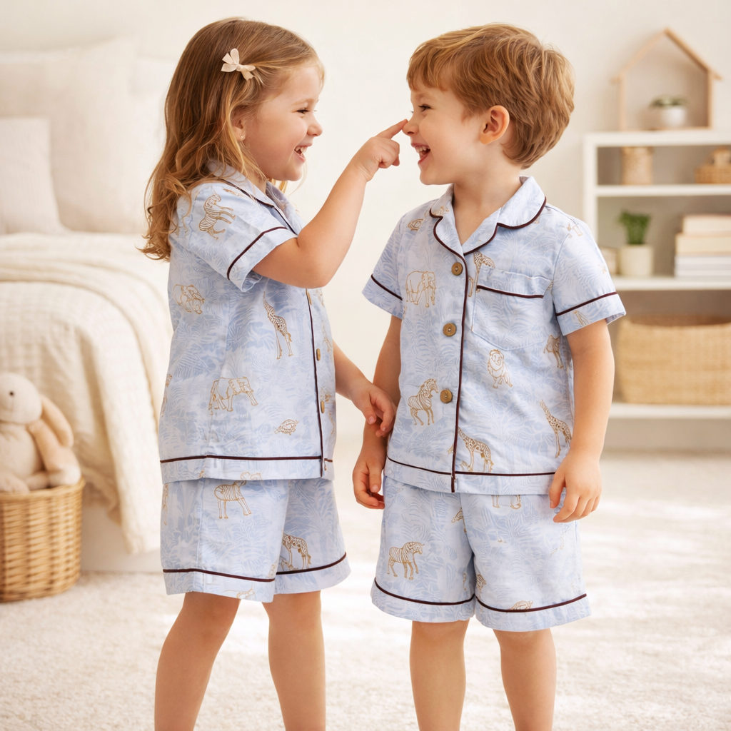Unisex Crinkle Muslin Nightwear - Mini Safari