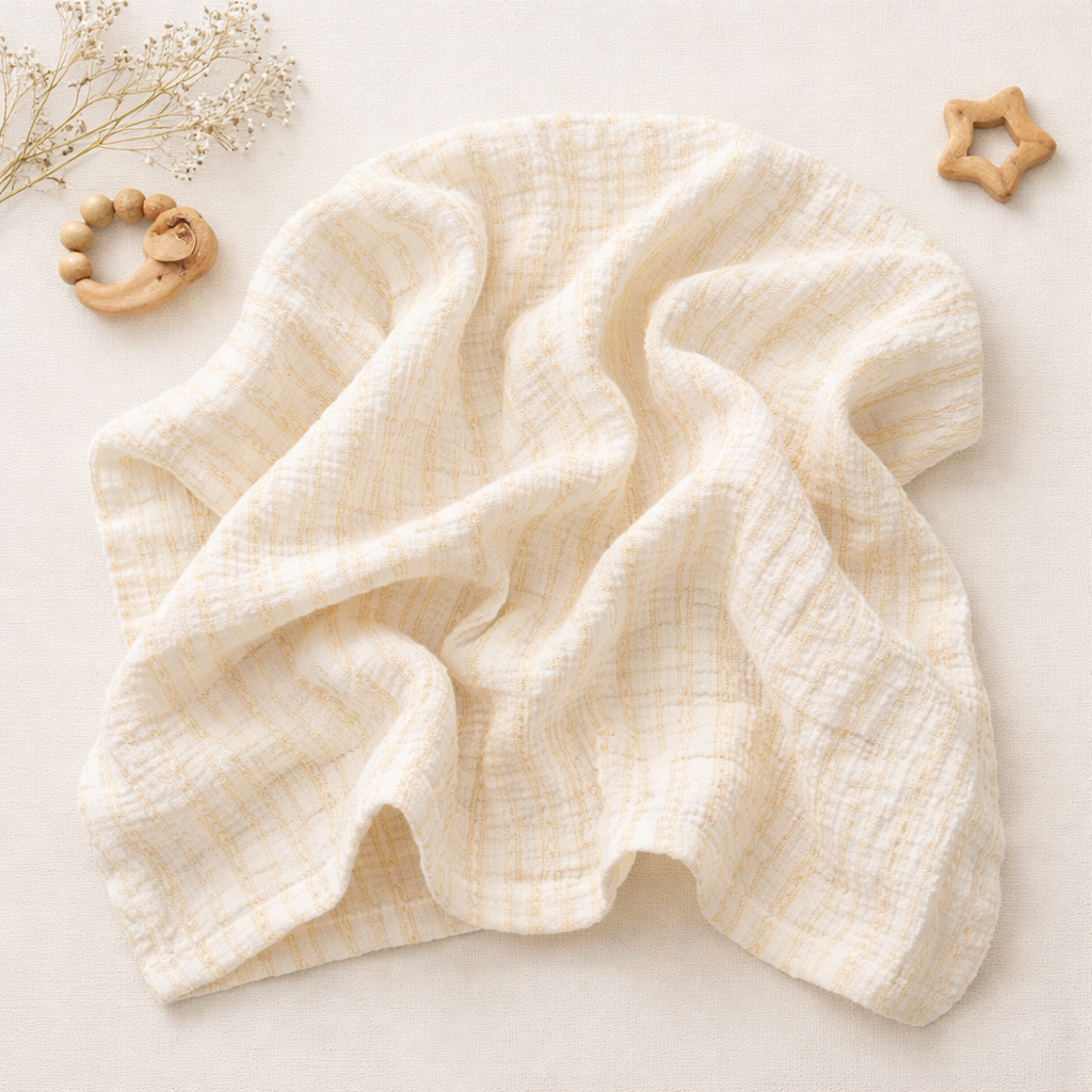 Muslin Swaddle - Buttercream Stripe