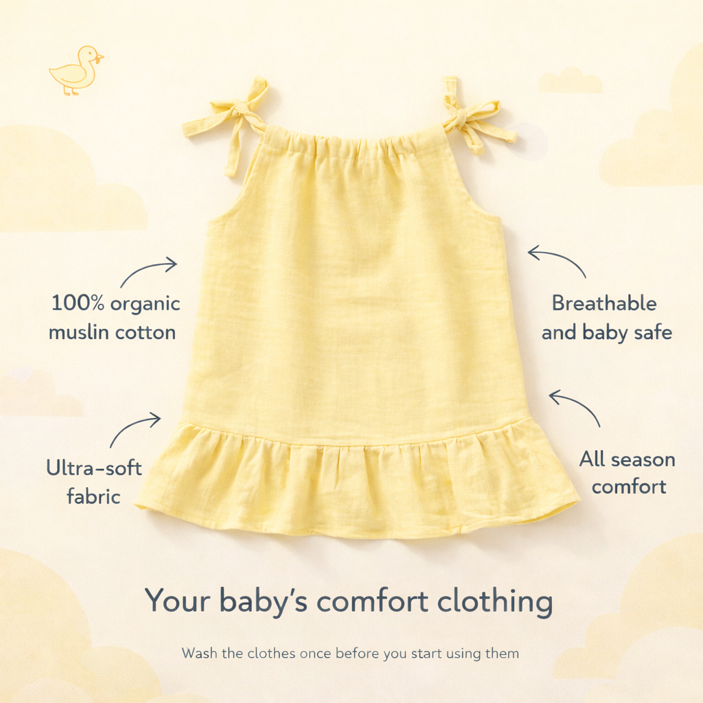 Baby Girl Organic Muslin Knot Frock - Pack of 3