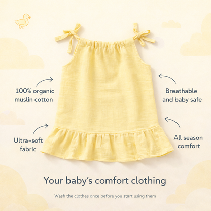 Baby Girl Organic Muslin Knot Frock - Pack of 3