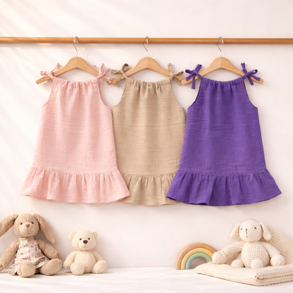 Baby Girl Organic Muslin Knot Frock - Pack of 3