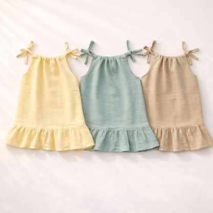 Baby Girl Organic Muslin Knot Frock - Pack of 3