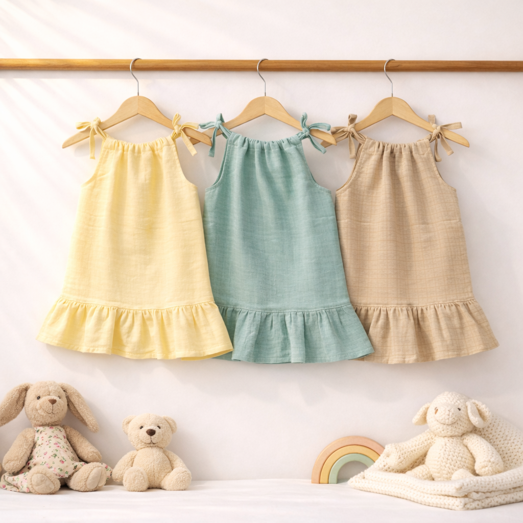 Baby Girl Organic Muslin Knot Frock - Pack of 3
