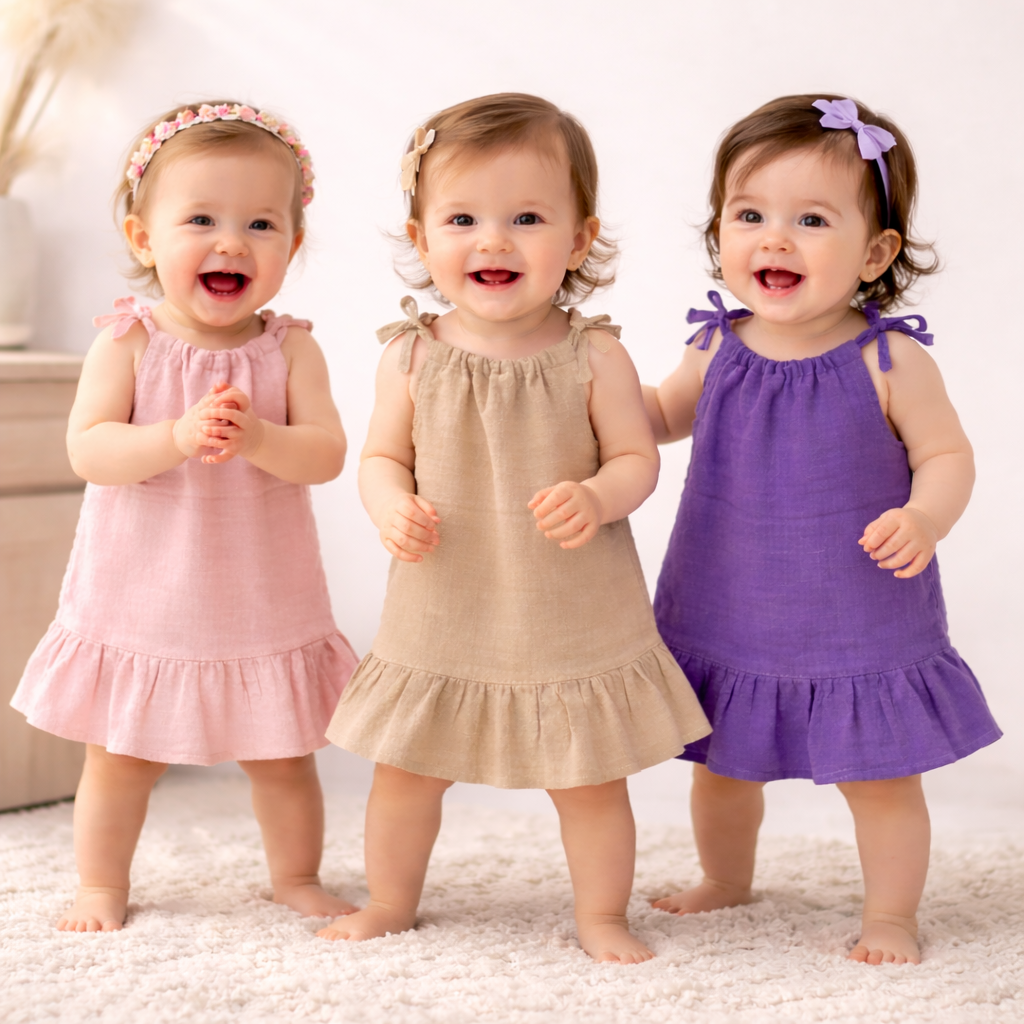 Baby Girl Organic Muslin Knot Frock - Pack of 3