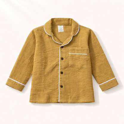 Unisex Crinkle Muslin Night Suit - The Golden Glow