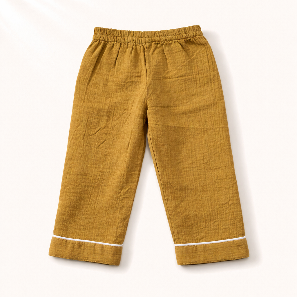 Unisex Crinkle Muslin Night Suit - The Golden Glow
