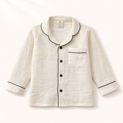 Unisex Crinkle Muslin Night Suit - The Marshmallow