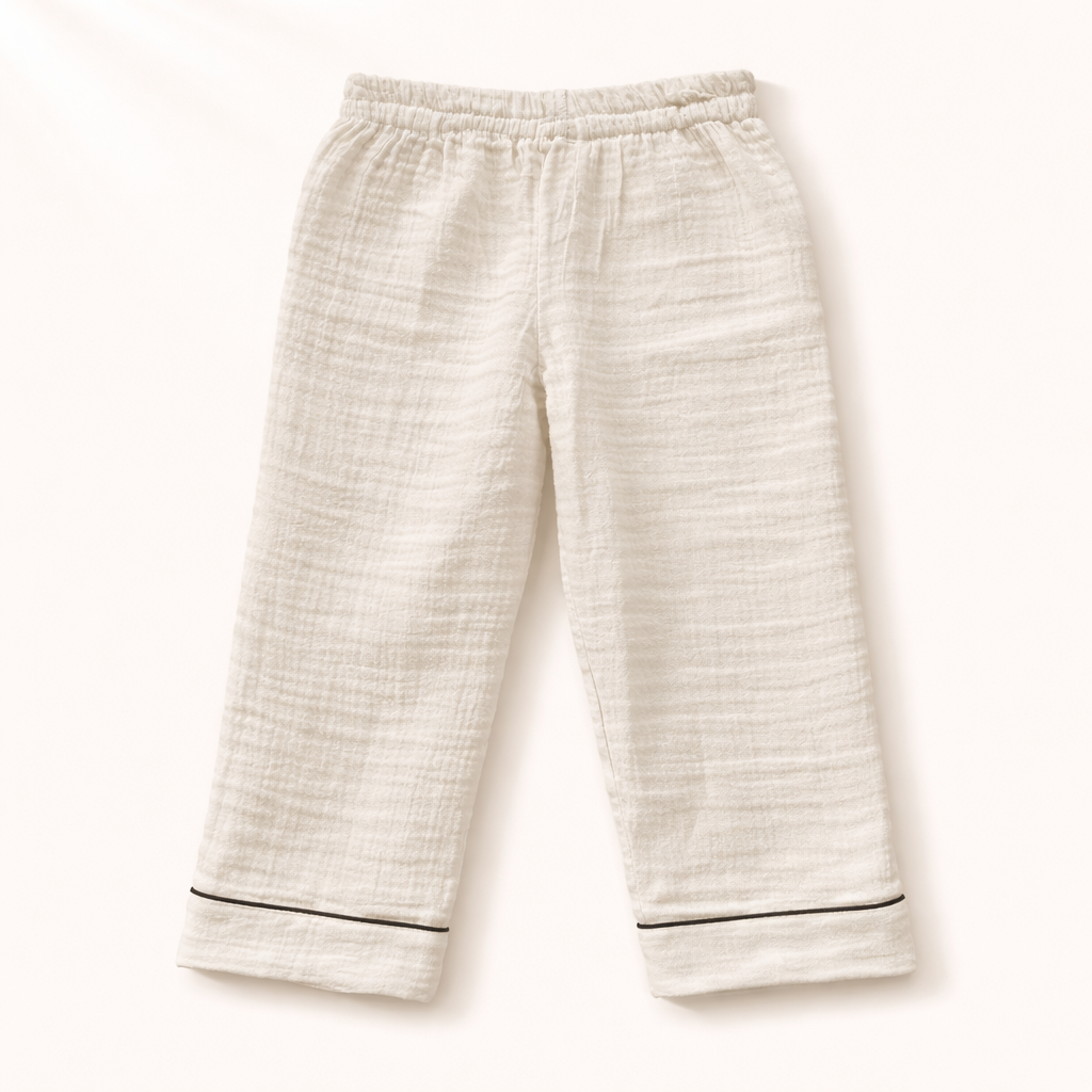 Unisex Crinkle Muslin Night Suit - The Marshmallow