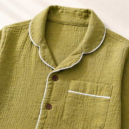 Unisex Crinkle Muslin Night Suit - Little Olive
