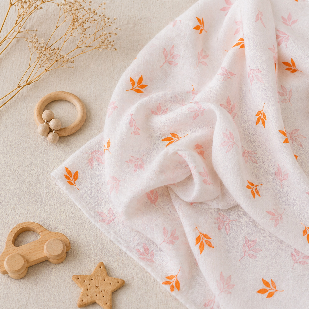Muslin Swaddle - Amber Leaf