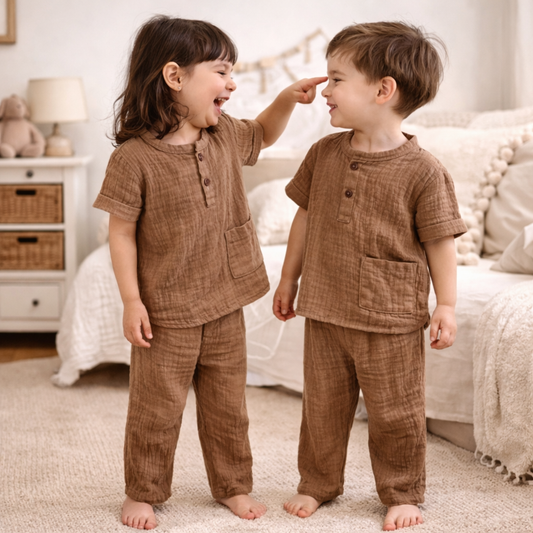 Unisex Crinkle Muslin Nightwear - Toasted