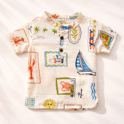 Unisex soft Muslin Nightwear -  Seaside Smiles