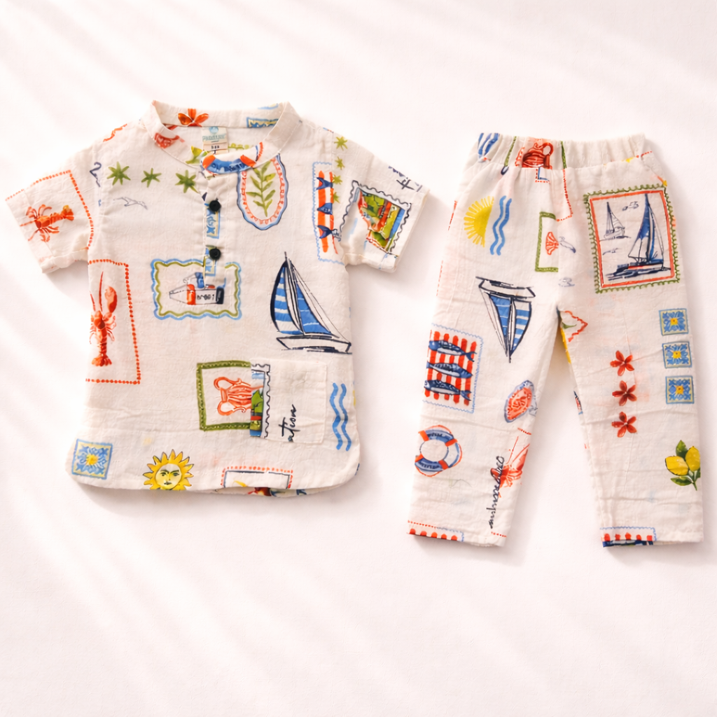 Unisex soft Muslin Nightwear -  Seaside Smiles