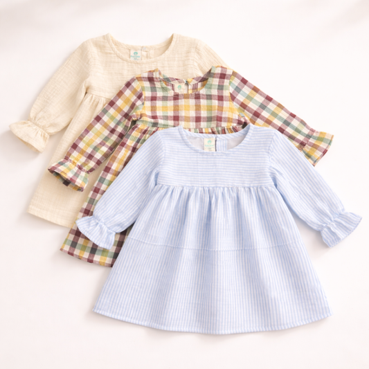 Crinkle Muslin Frill Frock - Pack of 3