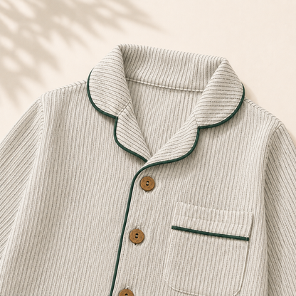 Unisex Crinkle Muslin Night Suit - Pinstripe