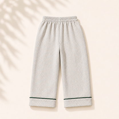 Unisex Crinkle Muslin Night Suit - Pinstripe