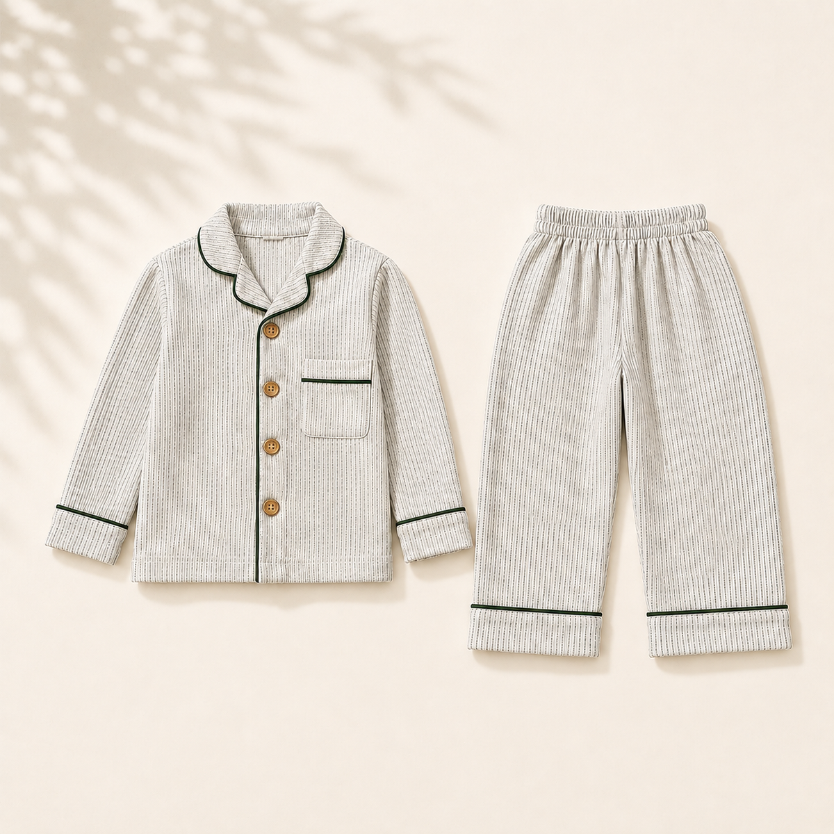 Unisex Crinkle Muslin Night Suit - Pinstripe