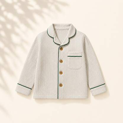 Unisex Crinkle Muslin Night Suit - Pinstripe