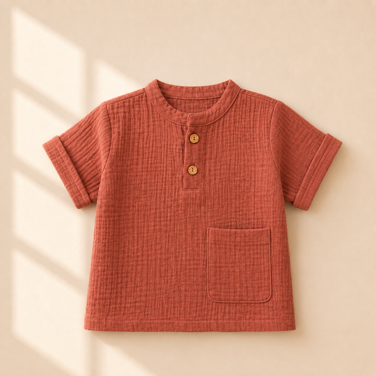 Unisex Crinkle Muslin Nightwear - Warm Rust