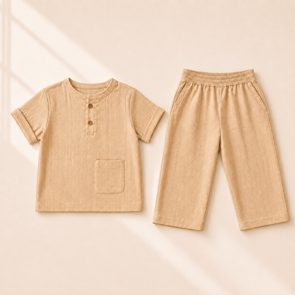 Unisex Crinkle Muslin Nightwear -  Oatmeal