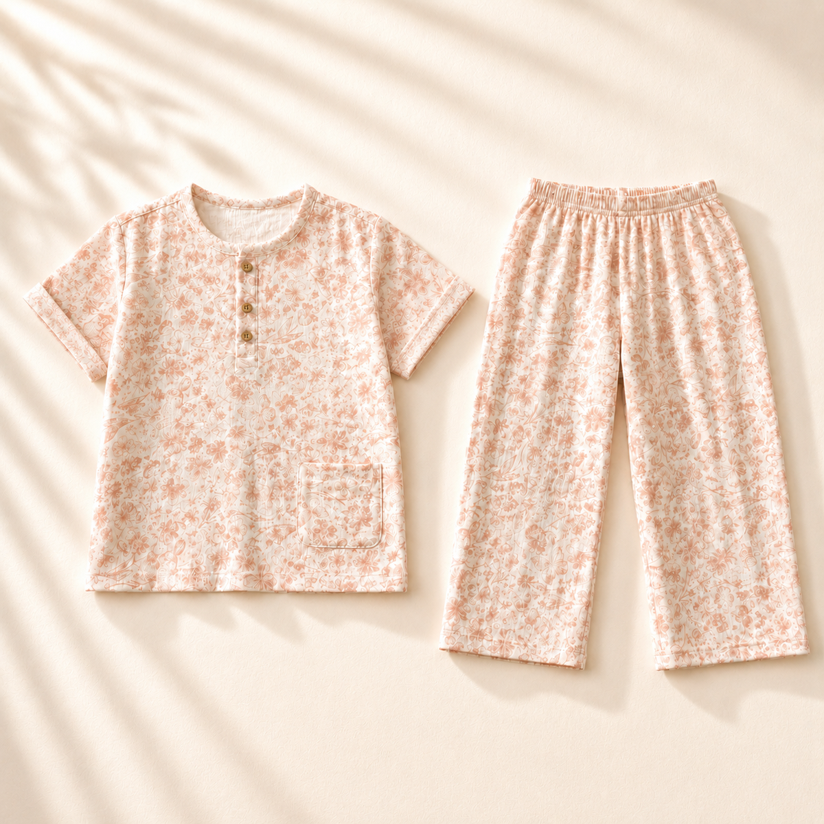 Unisex Crinkle Muslin Nightwear - Peach Blossom