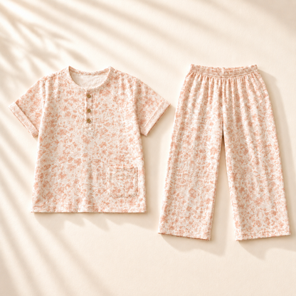 Unisex Crinkle Muslin Nightwear - Peach Blossom