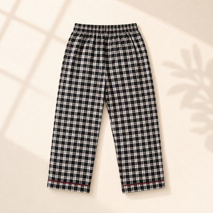 Unisex Crinkle Muslin Night Suit - Cabin Check