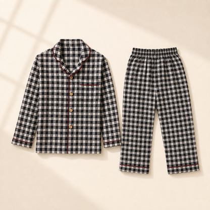 Unisex Crinkle Muslin Night Suit - Cabin Check
