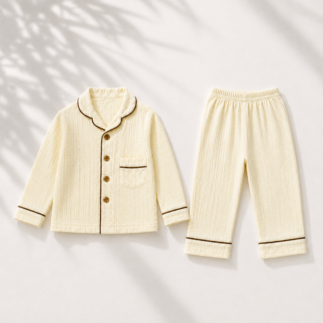 Unisex Crinkle Muslin Night Suit - Butter Yellow