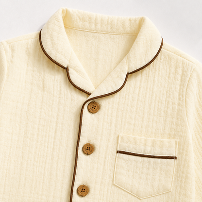 Unisex Crinkle Muslin Night Suit - Butter Yellow