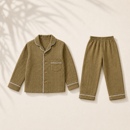 Unisex Crinkle Muslin Night Suit - Little Oak