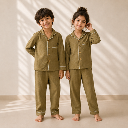 Unisex Crinkle Muslin Night Suit - Little Oak