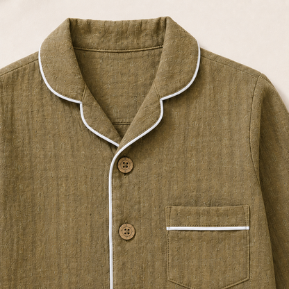 Unisex Crinkle Muslin Night Suit - Little Oak