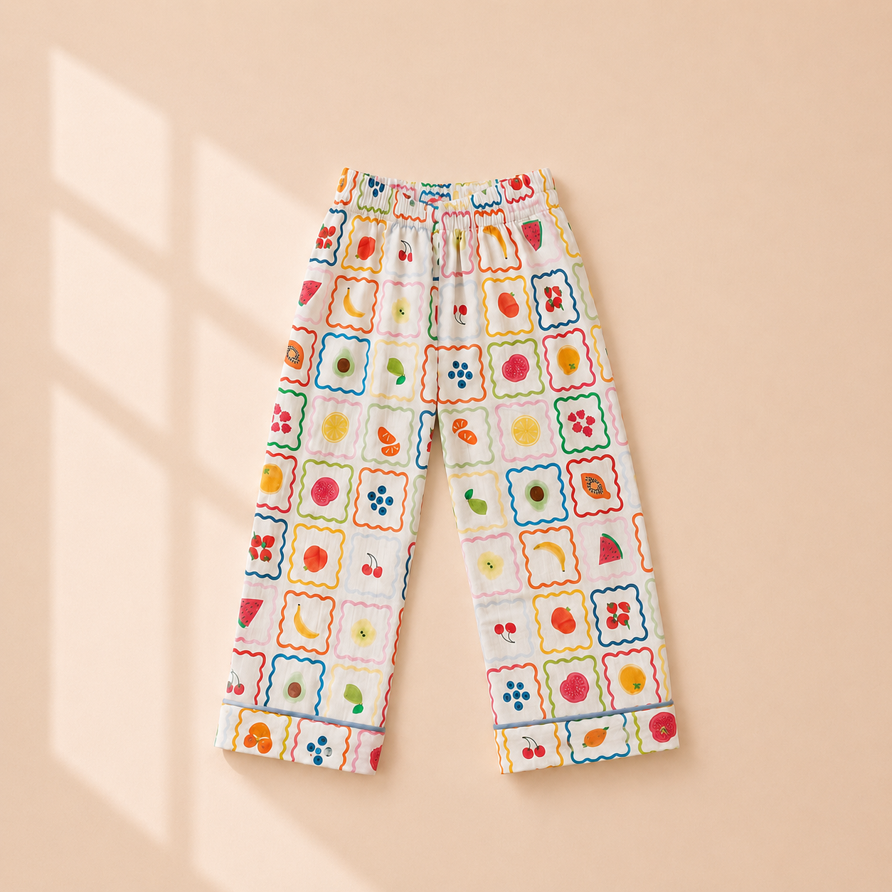 Unisex Cotton Night Suit - Fruit Grid