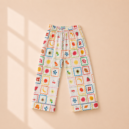 Unisex Cotton Night Suit - Fruit Grid