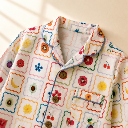 Unisex Cotton Night Suit - Fruit Grid