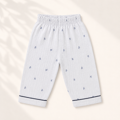 Unisex Crinkle Muslin Night Suit - Cloud Blue
