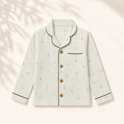 Unisex Crinkle Muslin Night Suit - Soft Sage
