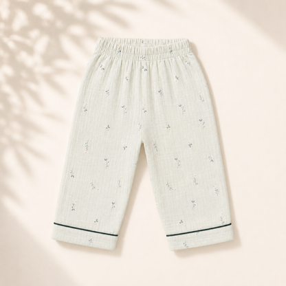 Unisex Crinkle Muslin Night Suit - Soft Sage