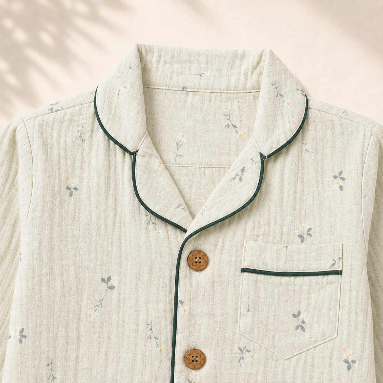 Unisex Crinkle Muslin Night Suit - Soft Sage
