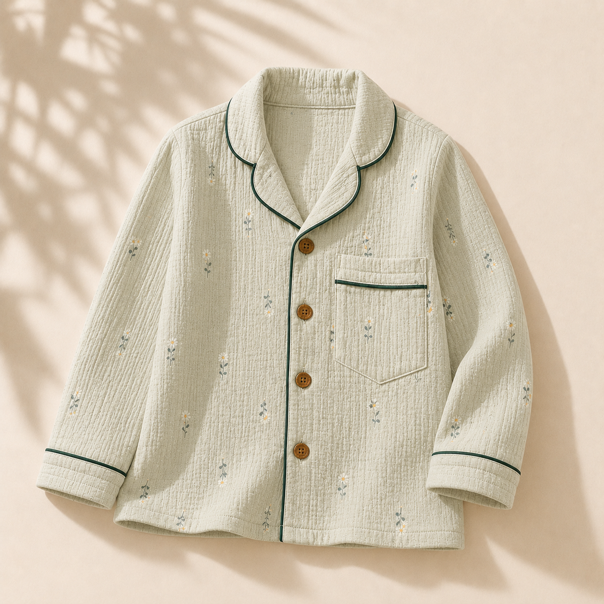 Unisex Crinkle Muslin Night Suit - Soft Sage