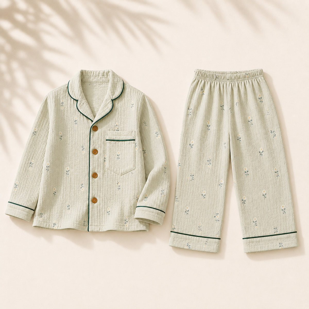 Unisex Crinkle Muslin Night Suit - Soft Sage