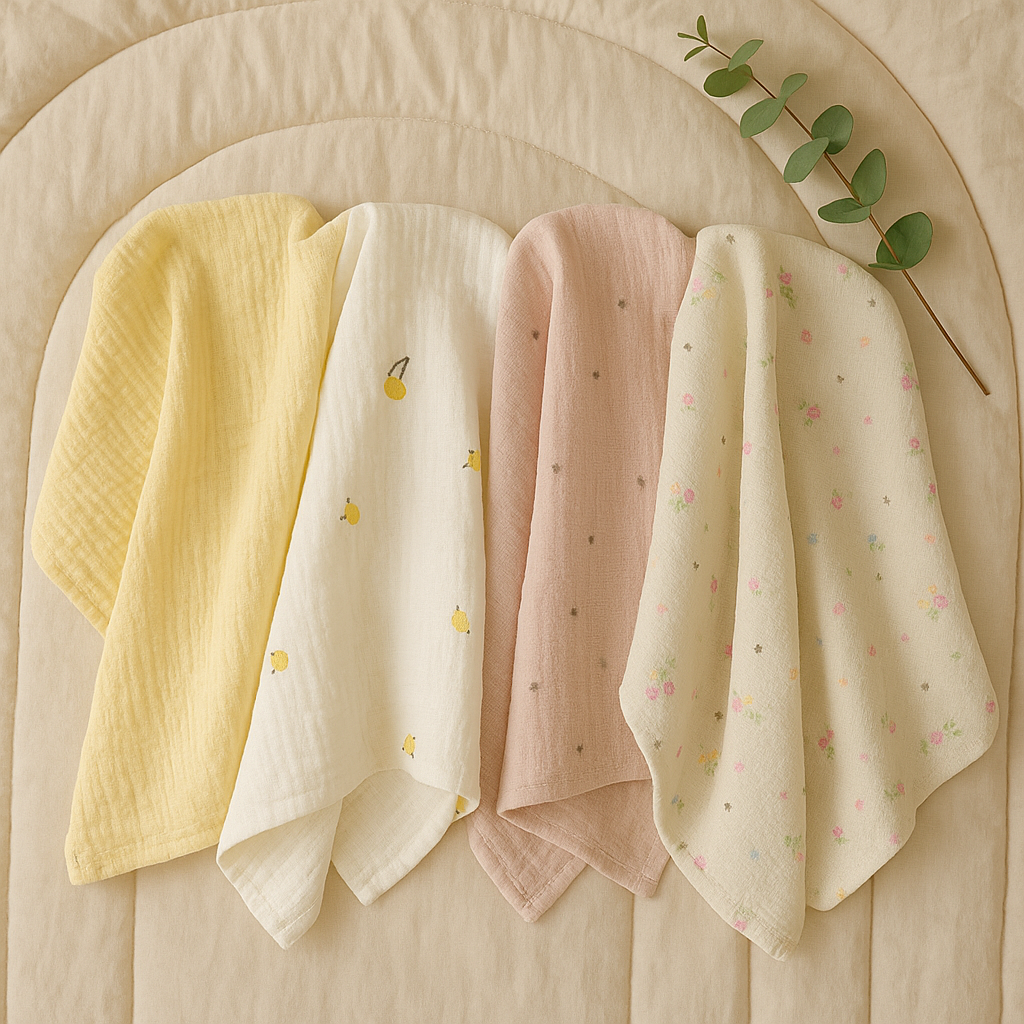 4 PCS- Soft Organic Muslin Swaddles Combo