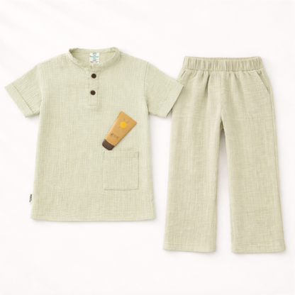 Unisex Crinkle Muslin Nightwear - Earthy Sage