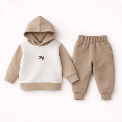 Everyday Cotton Loungewear Set- Ivory Brown