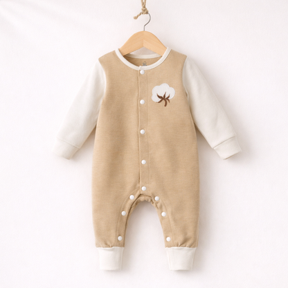 Organic Cotton Romper Beige