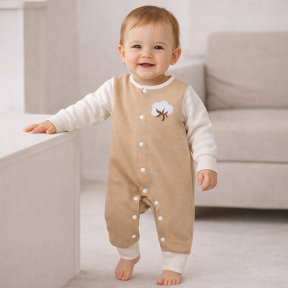 Organic Cotton Romper Beige